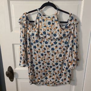 Cold shoulder Floral Blue Top
